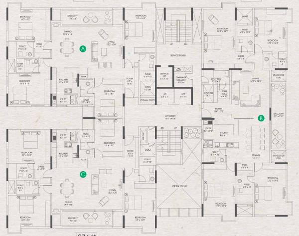  clover-by-the-river Jade Green Odd Floor Cluster Plan