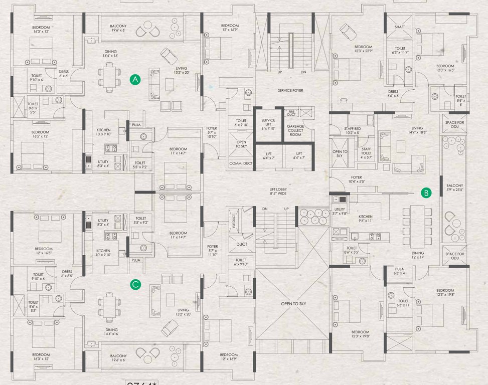  clover by the river Jade Green Odd Floor Cluster Plan