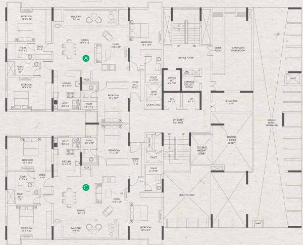  clover-by-the-river Jade Green Typical 1St Floor  Cluster Plan