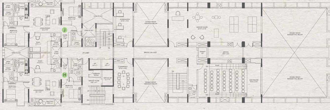  clover by the river Mint Green 1st Floor Cluster Plan