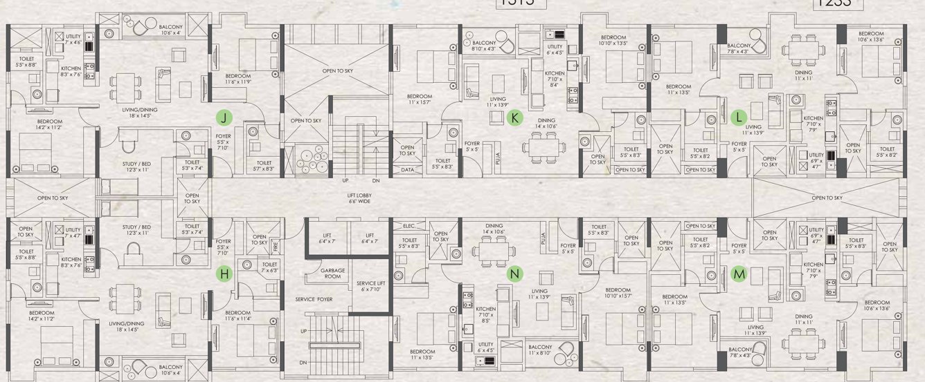  clover by the river Mint Green Even Floor Cluster Plan