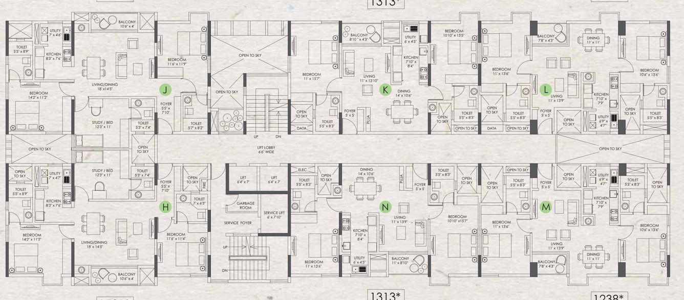  clover by the river Mint Green Odd Floor Cluster Plan