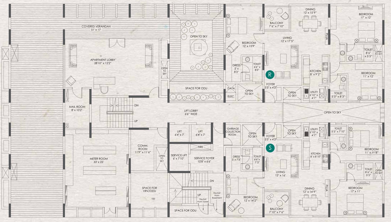  clover by the river Pine Green Ground Floor Cluster Plan