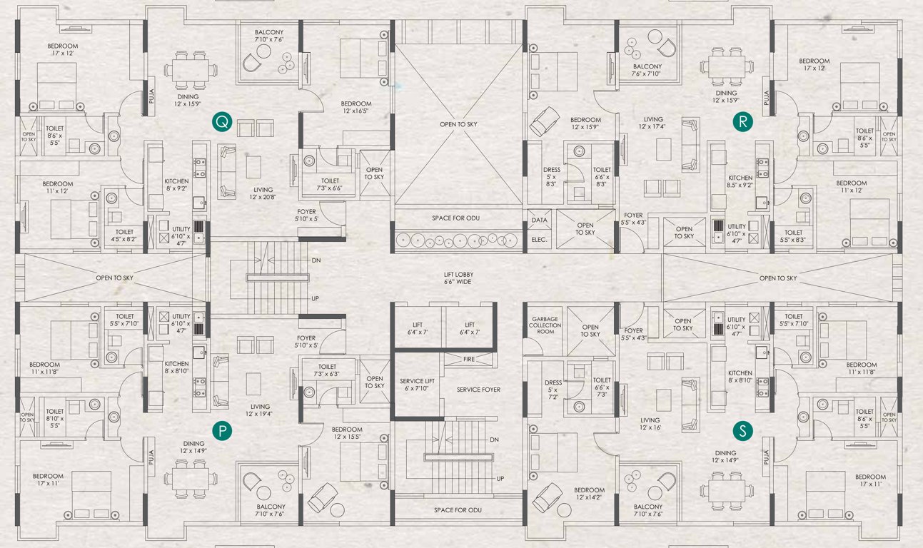  clover by the river Pine Green Odd Floor Cluster Plan
