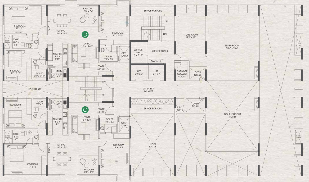  clover by the river Sea Green 1st Floor Cluster Plan