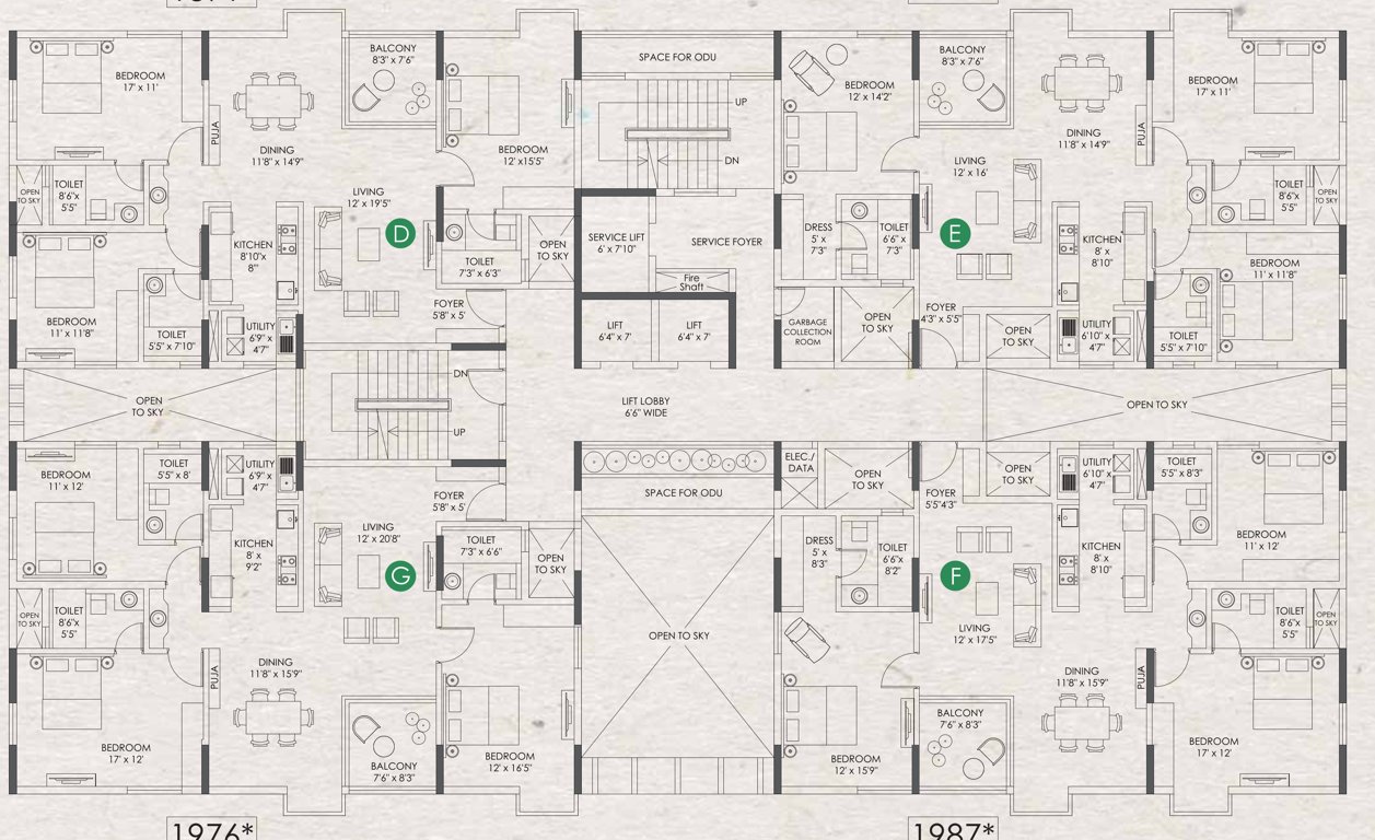  clover by the river Sea Green Even Floor Cluster Plan