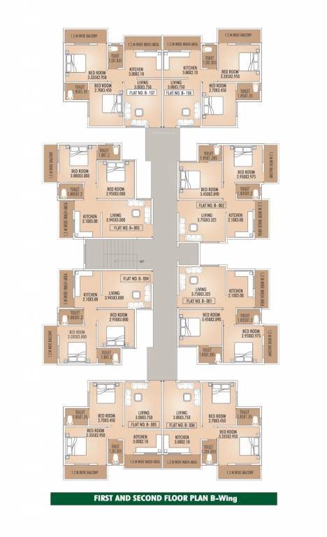  height B Wing Cluster Plan from 1st to 2nd Floor