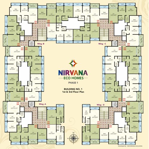  nirvana-eco-homes 01 Building Nirvana Eco Homes Cluster Plan For 1st And 3rd Floor