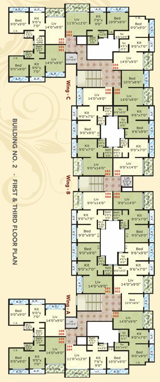  nirvana eco homes 02 Building Nirvana Eco Homes Cluster Plan For 1st And 3rd Floor