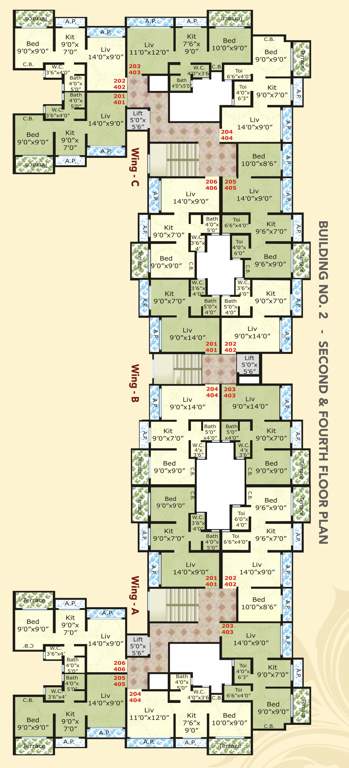  nirvana eco homes 02 Building Nirvana Eco Homes Cluster Plan For 2nd And 4th Floor