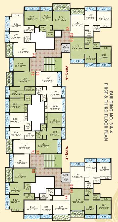  nirvana eco homes 03 & 04 Building Nirvana Eco Homes Cluster Plan For 1st And 3rd Floor