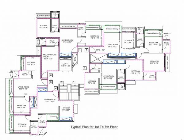  sai-krupa-constructions Typical Floor Plan from 1st to 7th Floor