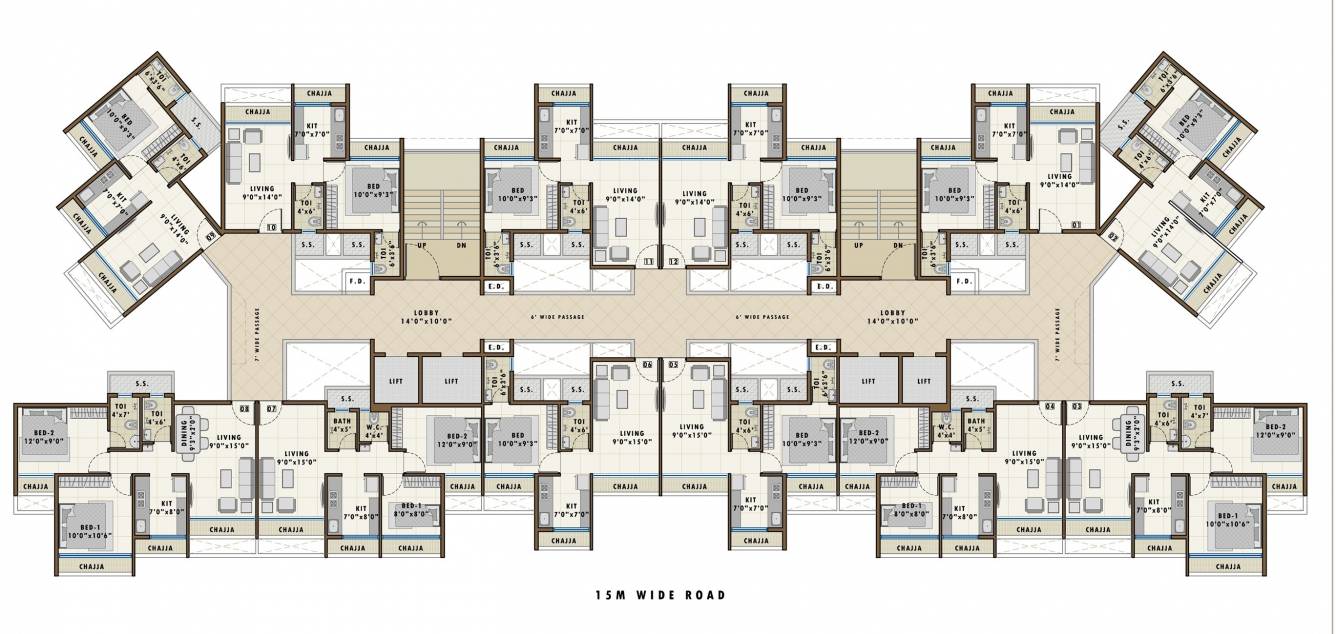  river view Aastha River View Cluster Plan for 15th Floor