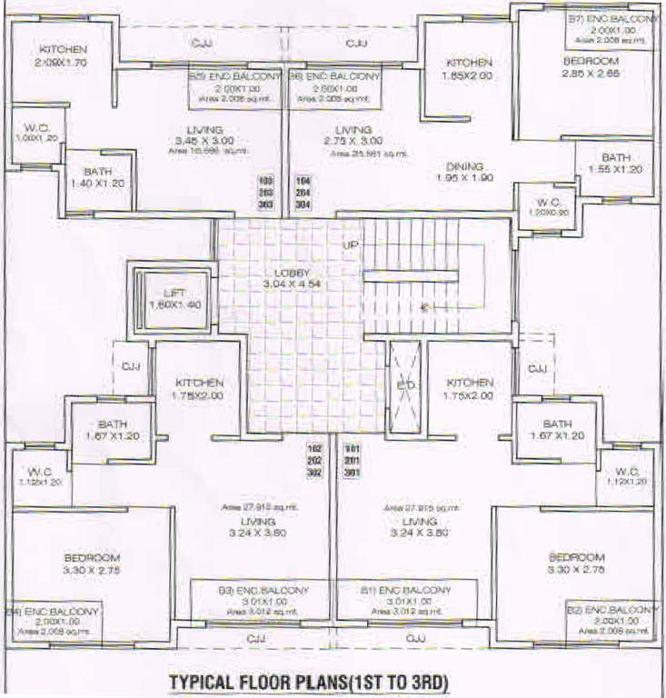  shiv residency Shiv Residency Cluster Plan from 1st to 3rd Floor