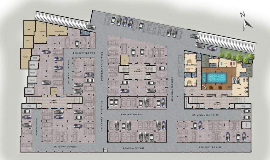 square arcade Block   1 Cluster Plan