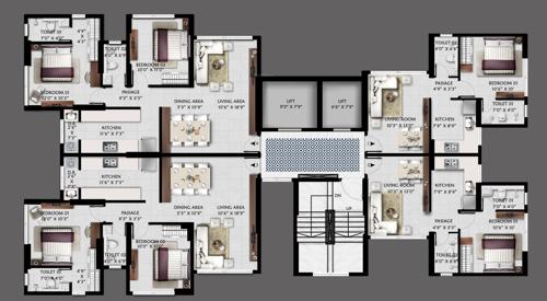  shiv-ganga Shiv Ganga Typcial Cluster Plan From 12th to 16th Floor