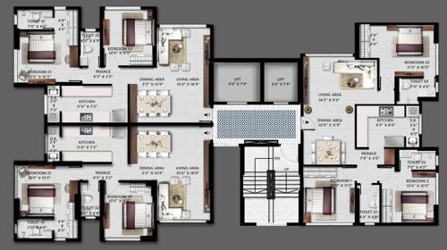  shiv-ganga Shiv Ganga Typical Cluster Plan From 17th to 22th Floor