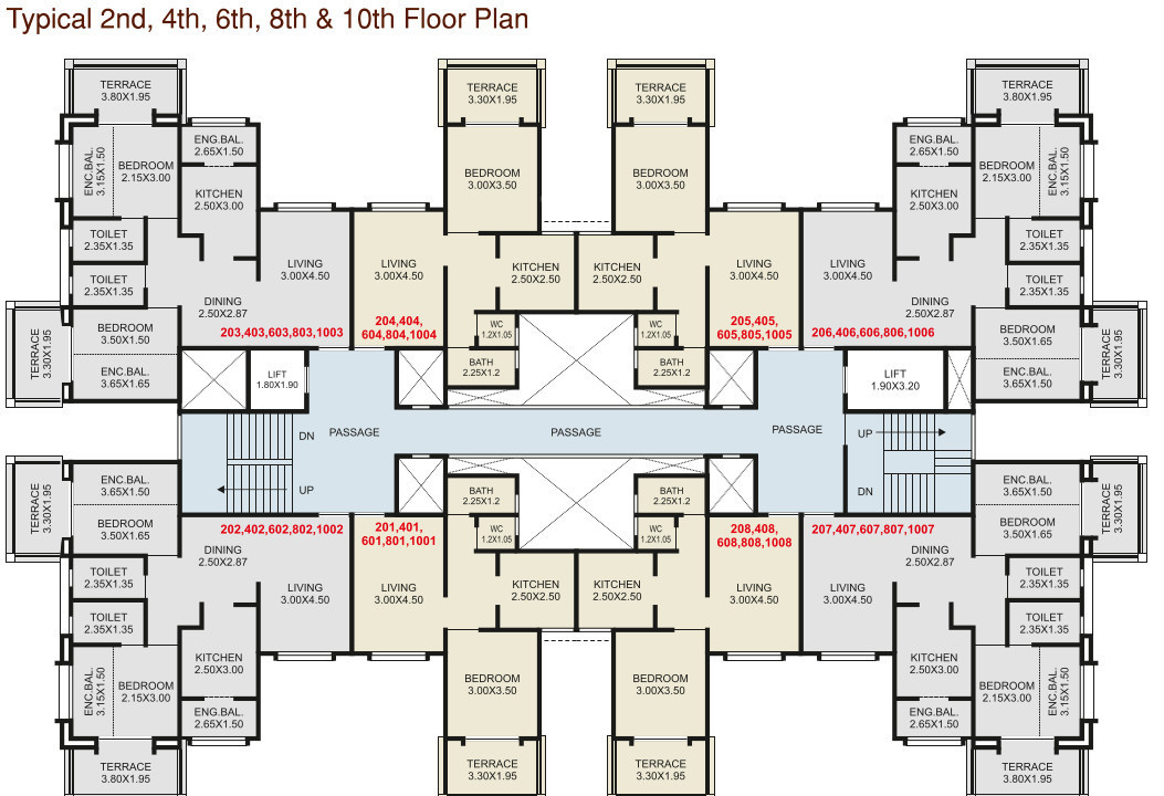  palm springs Even Floor C Wing Cluster Plan