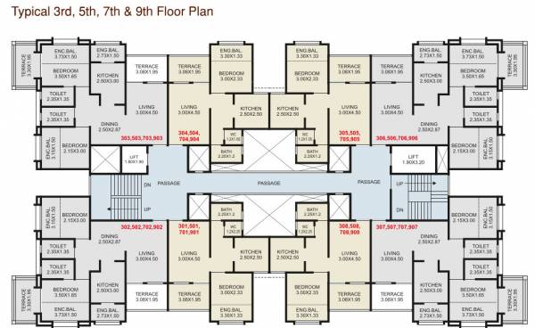  palm-springs Odd Floor C Wing Cluster Plan