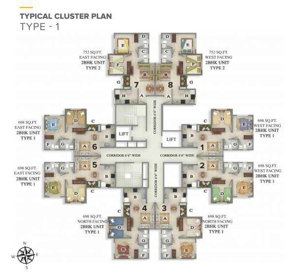 Typical Floor Plan for Type 1 for 1st to 8th Floor code-name-dil-chahta-hai Typical Floor Plan for Type 1 for 1st to 8th Floor
