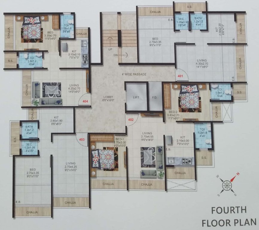  neelkanth corner Neelkanth Corner Cluster Plan for 4th Floor