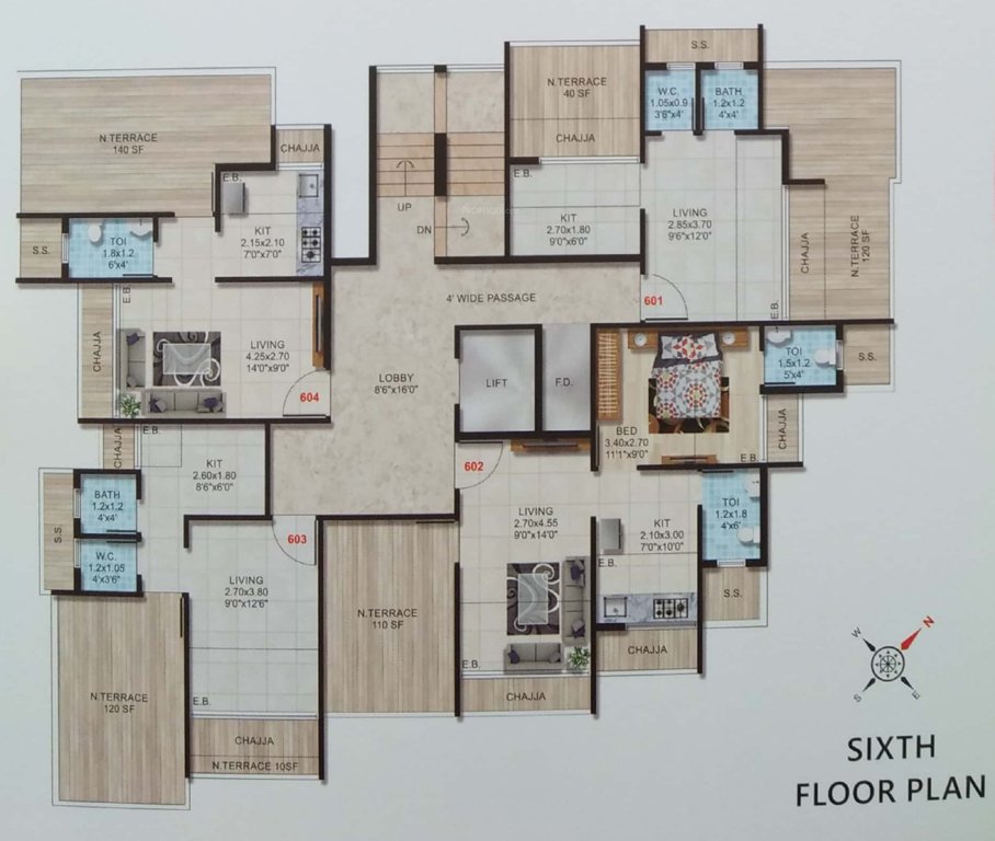  neelkanth corner Neelkanth Corner Cluster Plan for 6th Floor
