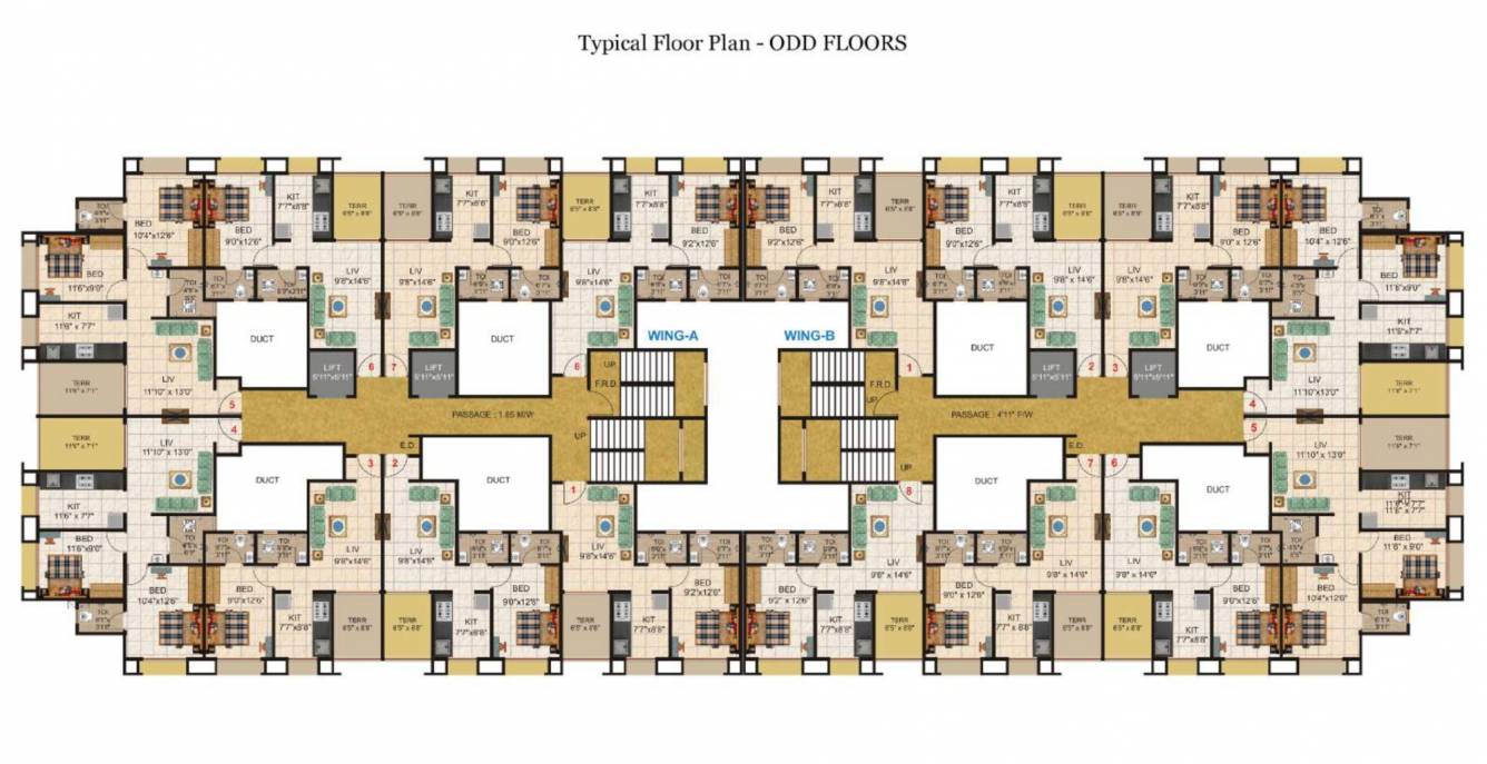  raj regalia phase i Wing A & B Cluster Plan for Odd Floors