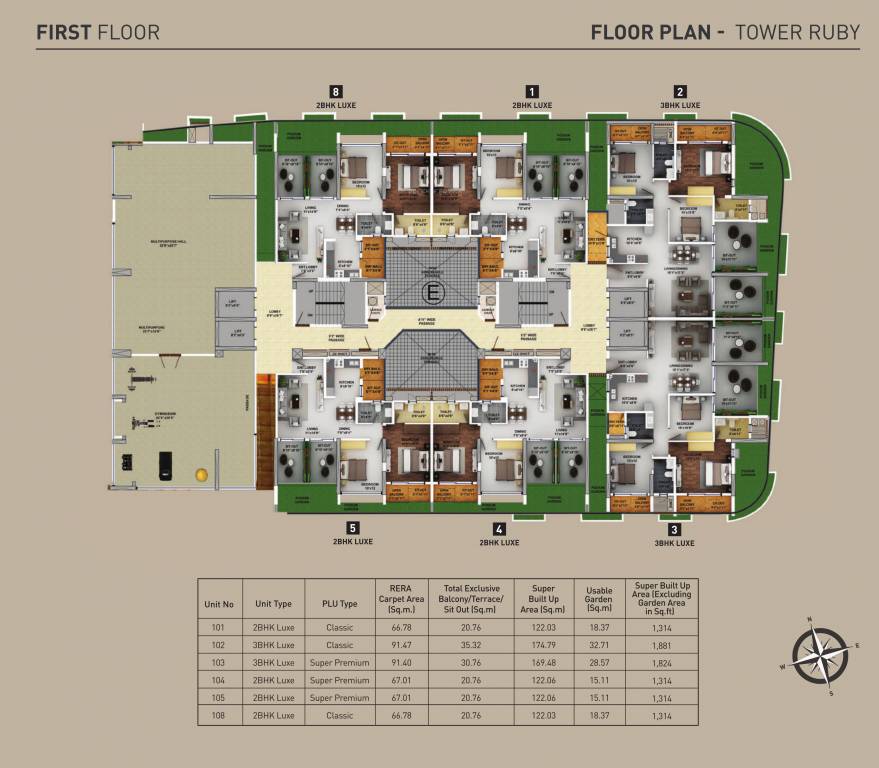 purva aspire E Cluster Plan For 1st Floor