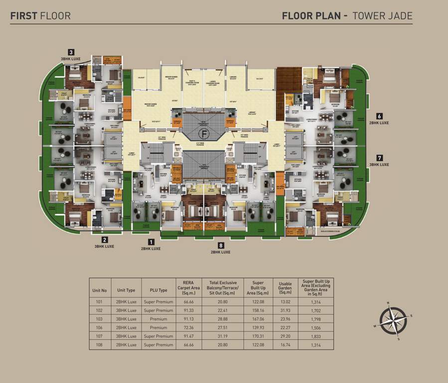 purva aspire F Cluster Plan For 1st Floor
