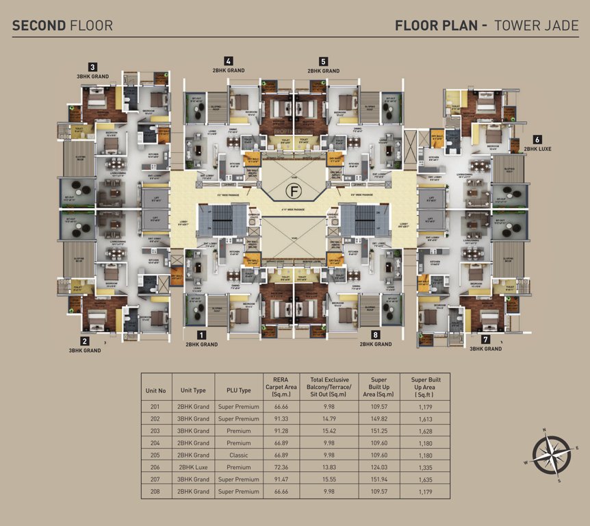 purva aspire F Cluster Plan For 2nd Floor