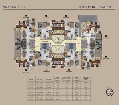  purva-aspire F Cluster Plan For 6th & 12th Floor