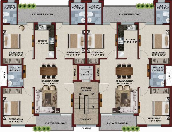  mews-gate Cluster Plan for Typical Floor
