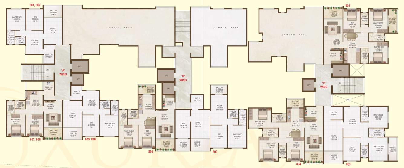  luxuria apartment Shree Tirumala Luxuria Apartment   B Wing Cluster Plan for 8th Floor