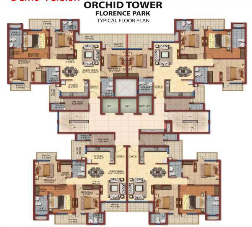  florence park Orchid A and B Cluster Plan for Typical Floor