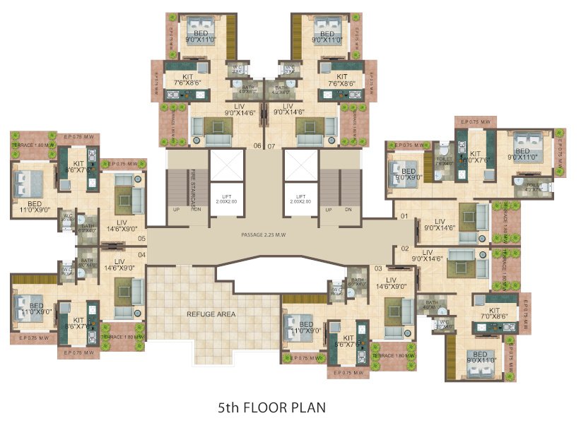  garden phase i Dattu Enclave Cluster Plan for 5th Floor