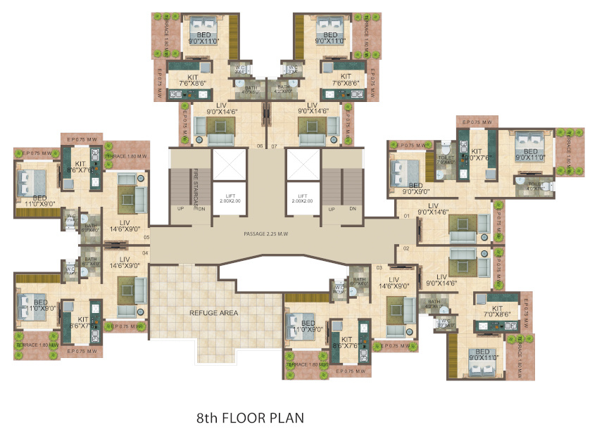  garden phase i Dattu Enclave Cluster Plan for 8th Floor
