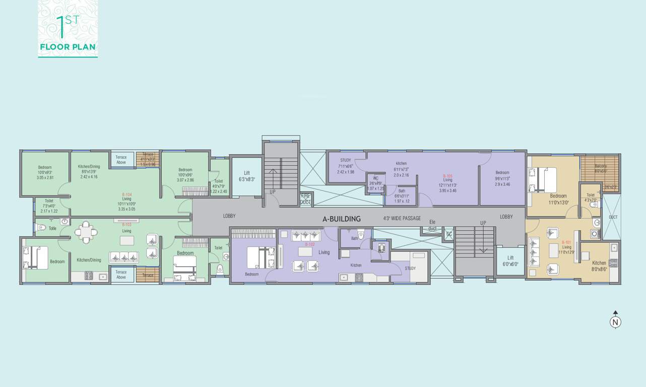  kunjban phase 1b building A Building Cluster Plan for 1st Floor