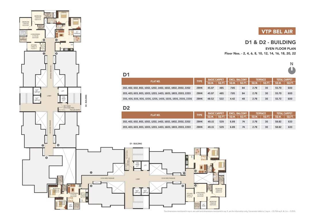 belair b and d building D1 And D2 Building Cluster Plan for Even Floor