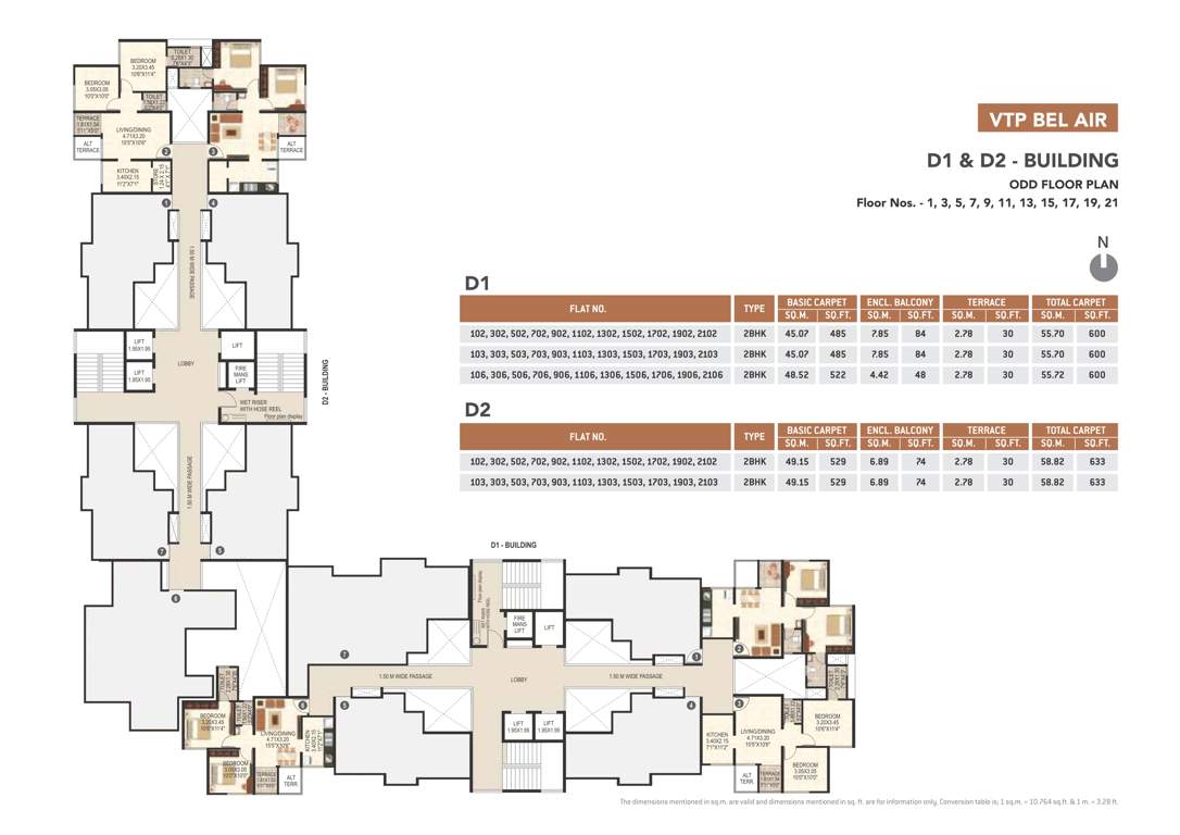  belair b and d building D1 And D2 Building Cluster Plan for Odd Floor
