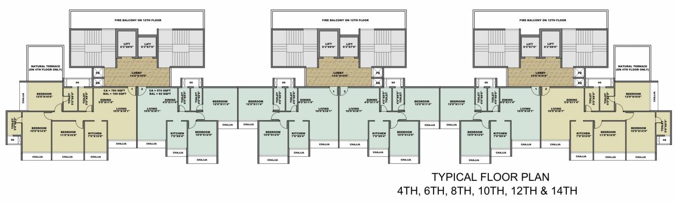  ornate A Wing, B Wing And C Wing Typical Cluster Plan
