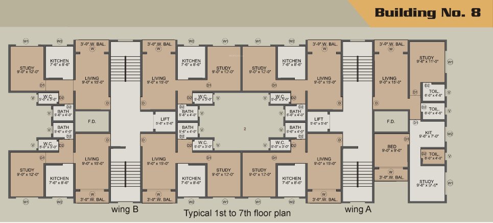  homes building no 6 phase 1 Building No 6 B Wing Cluster Plan