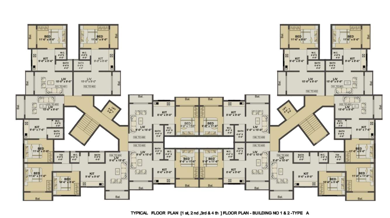  green city marigold Marigold   A & B Wing Cluster Plan from 1st to 4th Floor