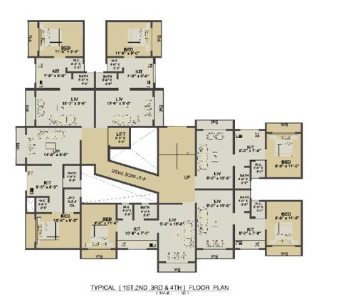  green-city-marigold Marigold - C Wing Cluster Plan from 1st to 4th Floor