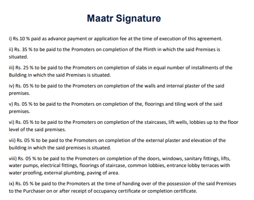 signature Construction Linked Payment (CLP) Payment Plan