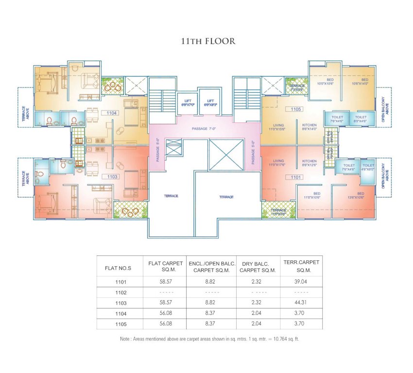  vedant b Vedant   Building B Cluster Plan for 11th Floor