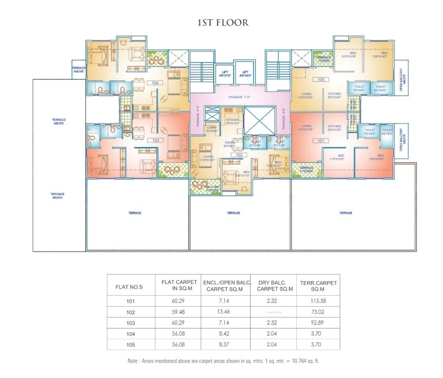 vedant b Vedant   Building B Cluster Plan for 1st Floor