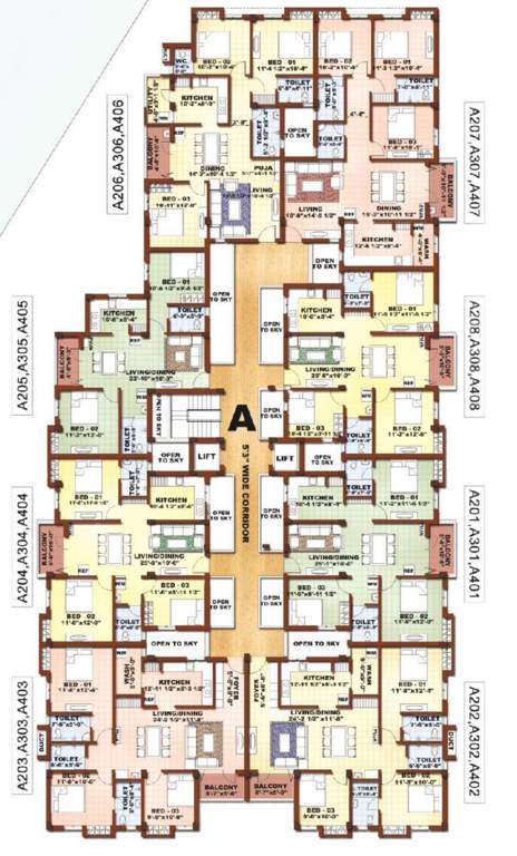  blossom aishwaryam and anantham Aishwaryam Cluster Plan For Typical Floor Plan