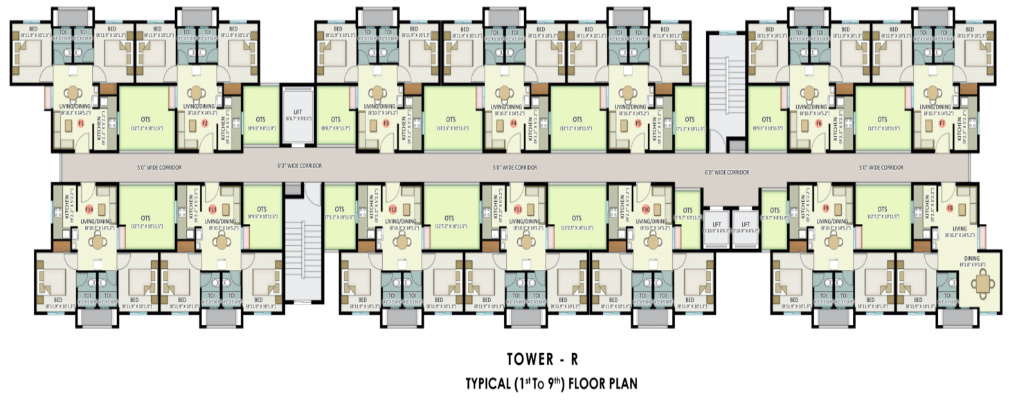  utsav Tower R Cluster Plan from 1st to 9th Floor