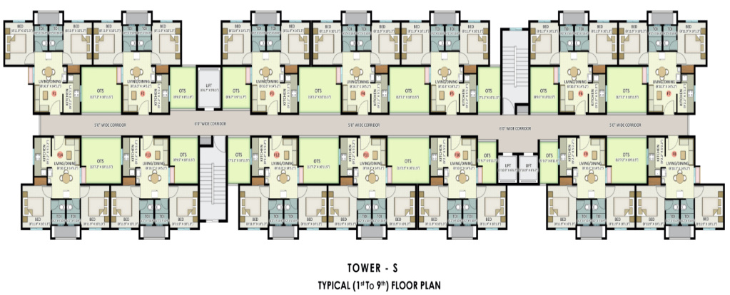  utsav Tower S Cluster Plan from 1st to 9th Floor