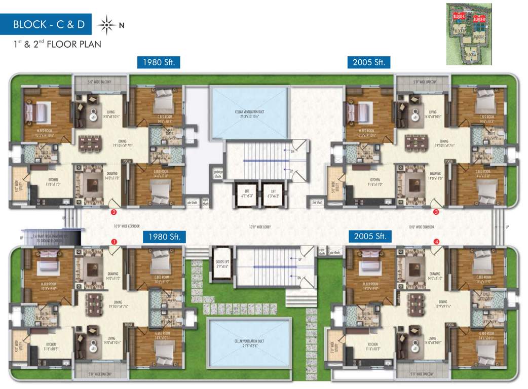  ananda homes the ozone heights Tower  C And D Cluster Plan from 1st to 2nd Floor